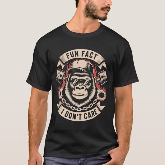 Funny Sarcastic Biker Gorilla Shirt | Fun Fact I D Tシャツ (正面)