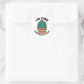Funny Sarcastic Cactus Sticker - I'm Fine Everythi ラウンドシール (バッグ)