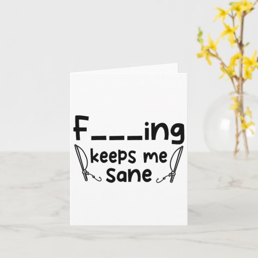 Funny Sarcastic Fishing Keeps Me Sane 1  カード (黄色い花)