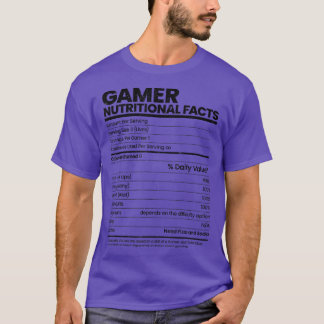Funny Sarcastic Gamer Nutritional Facts Cool Video Tシャツ