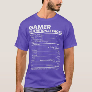 Funny Sarcastic Gamer Nutritional Facts Cool Video Tシャツ