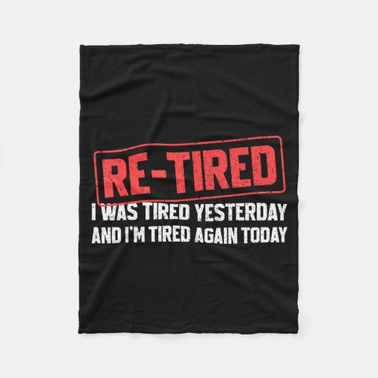 Funny Sarcastic Quote Re-tired Definition Lazy Tee フリースブランケット (正面)