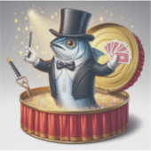  Funny Sardine Magician Trickster Illusion Fish シール (正面)