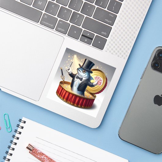  Funny Sardine Magician Trickster Illusion Fish シール (ノートパソコンとiPhone)