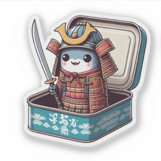  Funny Sardine Samurai Vinyl Sticker シール (正面)