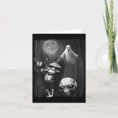 Funny Sasquatch &amp; Alien Rock On Hand Sign Ghos カード (正面)