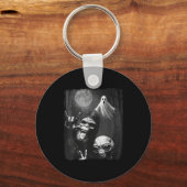 Funny Sasquatch & Alien Rock On Hand Sign Ghos キーホルダー (正面)