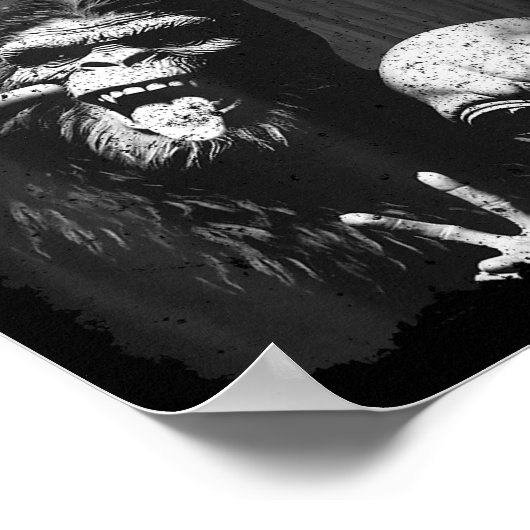 Funny Sasquatch & Alien Rock On Hand Sign Ghos ポスター (角)