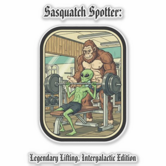funny Sasquatch Bigfoot Custom-Cut Vinyl Sticker シール (正面)