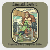 funny Sasquatch Bigfoot gym Sticker スクエアシール (正面)