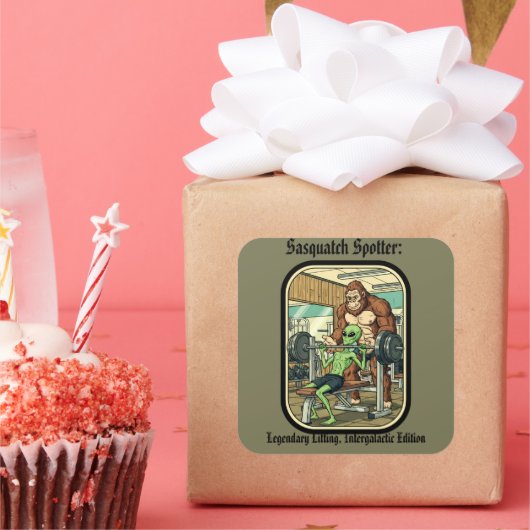 funny Sasquatch Bigfoot gym Sticker スクエアシール (パーティー)