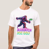 Funny Sasquatch Disc Golf Retro Neon - Bigfoot Fri Tシャツ (正面)
