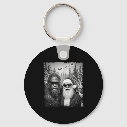 Funny Sasquatch Meme Cool Selfie With Santa Christ キーホルダー (正面)