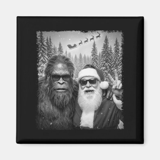 Funny Sasquatch Meme Cool Selfie With Santa Christ マグネット (正面)