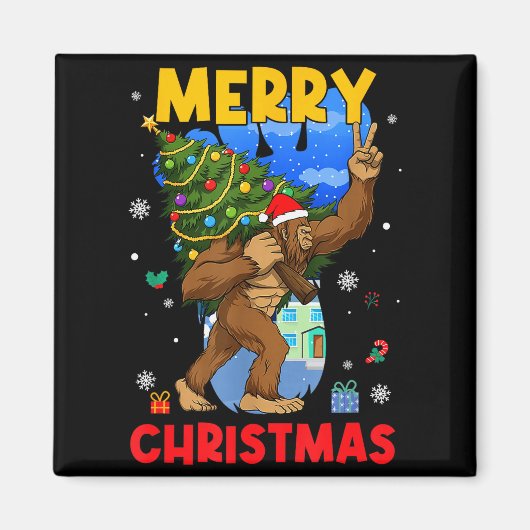 Funny Sasquatch Santa Bigfoot Christmas Tree Xmas  マグネット (正面)
