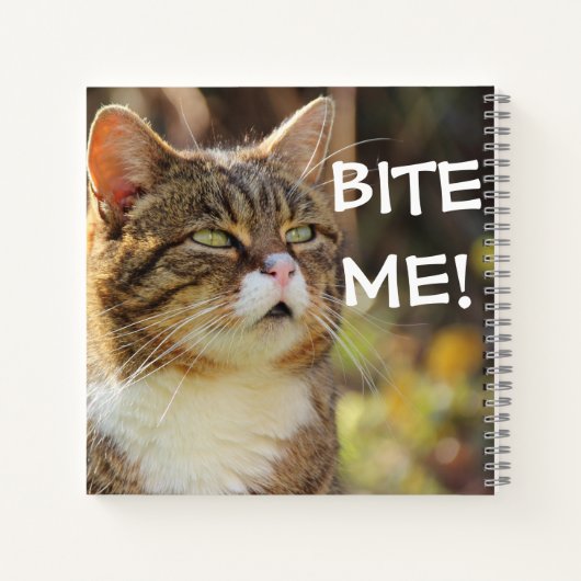 Funny Sassy Cat with Attitude Bite Me ノートブック (裏面)