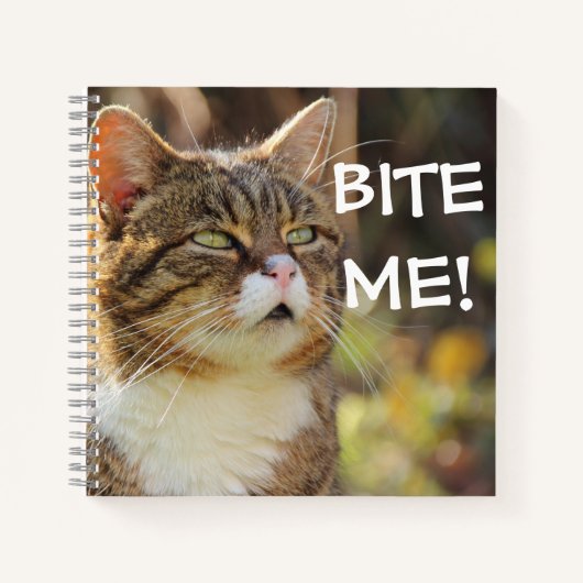 Funny Sassy Cat with Attitude Bite Me ノートブック (正面)