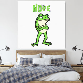 Funny Sassy Frog Nope, Grumpy Toads Cartoon Illus キャンバスプリント