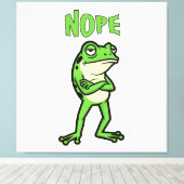 Funny Sassy Frog Nope, Grumpy Toads Cartoon Illus キャンバスプリント (インサイチュ (ウッドフロア))