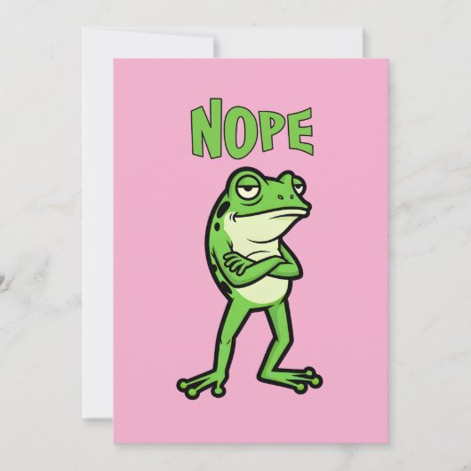 Funny Sassy Frog Nope, Grumpy Toads Cartoon Illus 招待状 (正面)