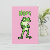 Funny Sassy Frog Nope, Grumpy Toads Cartoon Illus 招待状 (スタンド正面)