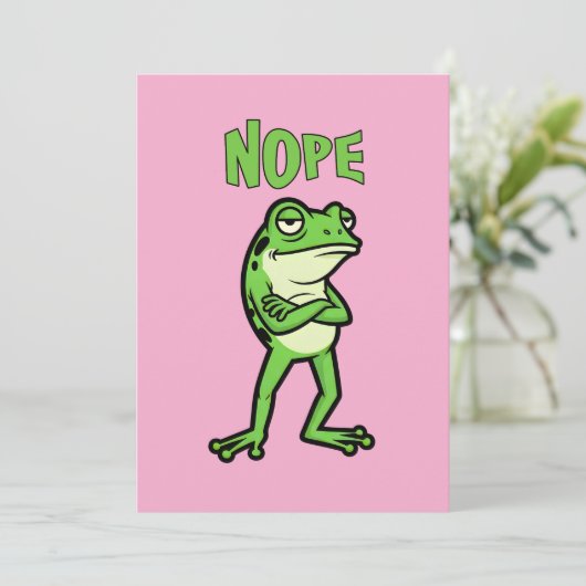 Funny Sassy Frog Nope, Grumpy Toads Cartoon Illus 招待状 (スタンド正面)
