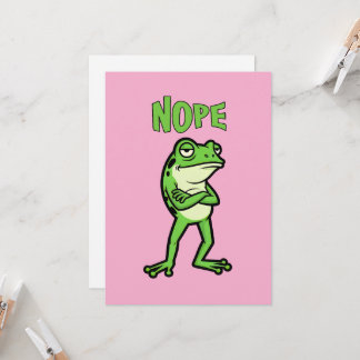 Funny Sassy Frog Nope, Grumpy Toads Cartoon Illus 招待状