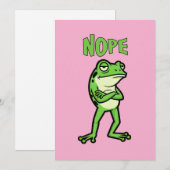 Funny Sassy Frog Nope, Grumpy Toads Cartoon Illus 招待状 (正面/裏面)