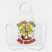 Funny Sassy Like My Mama Retro Flower White Apron エプロン (正面)