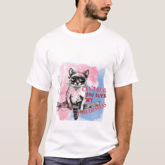 Funny Sassy Raccoon Sunglasses Watercolor Art Post Tシャツ (正面)
