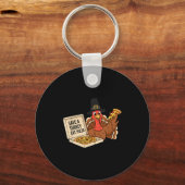 Funny Save A Turkey Eat A Zza Thanksgiving Zza Lov キーホルダー (正面)