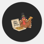 Funny Save A Turkey Eat A Zza Thanksgiving Zza Lov ラウンドシール (正面)