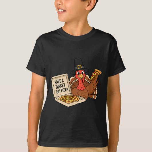 Funny Save A Turkey Eat A Zza Thanksgiving Zza Lov Tシャツ (正面)