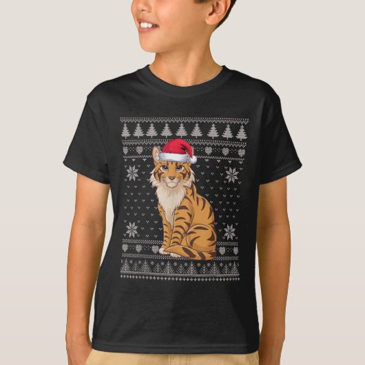 Funny Savh Cat Ugly Christmas Sweater Santa Xmas P Tシャツ (正面)