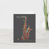 Funny Saxophone Christmas Graphics Lights Lover Pl カード (正面)