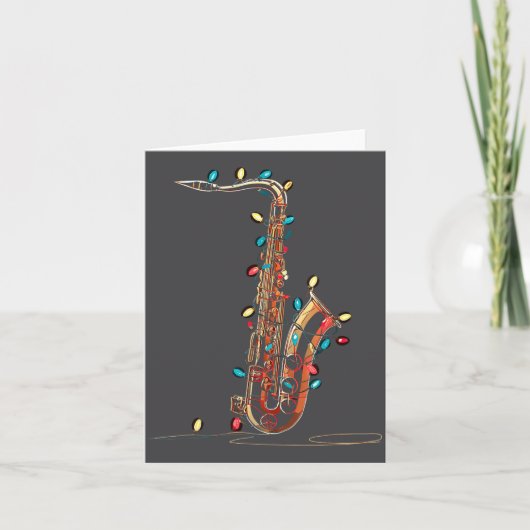 Funny Saxophone Christmas Graphics Lights Lover Pl カード (正面)