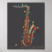 Funny Saxophone Christmas Graphics Lights Lover Pl ポスター (正面)