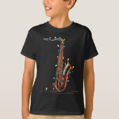 Funny Saxophone Christmas Graphics Lights Lover Pl Tシャツ (正面)