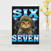 Funny Saying 67 Cats Tummy Ache Survivor Cat Meme カード (黄色い花)