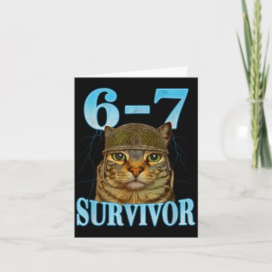 Funny Saying 67 Cats Tummy Ache Survivor Cat Meme  カード (正面)