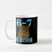 Funny Saying 67 Cats Tummy Ache Survivor Cat Meme  コーヒーマグカップ (左)