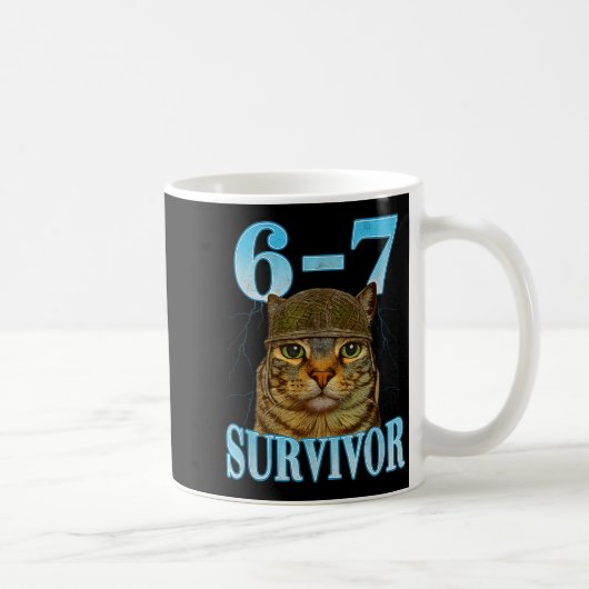 Funny Saying 67 Cats Tummy Ache Survivor Cat Meme  コーヒーマグカップ (右)