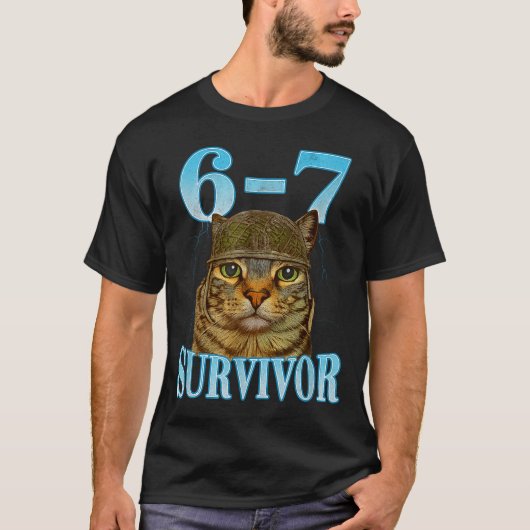 Funny Saying 67 Cats Tummy Ache Survivor Cat Meme  Tシャツ (正面)
