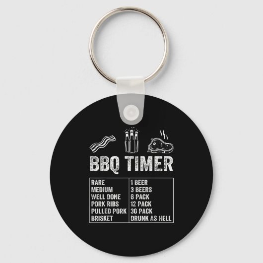 Funny Saying Bbq Timer Beer Grill Dad Barbecue Dri キーホルダー (正面)