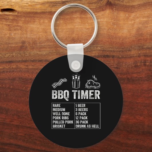 Funny Saying Bbq Timer Beer Grill Dad Barbecue Dri キーホルダー (正面)