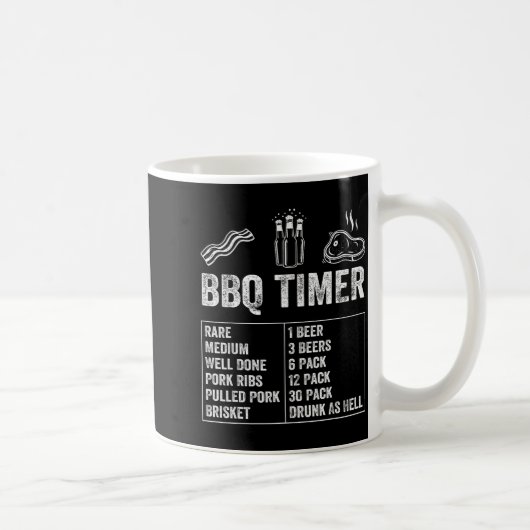Funny Saying Bbq Timer Beer Grill Dad Barbecue Dri コーヒーマグカップ (右)