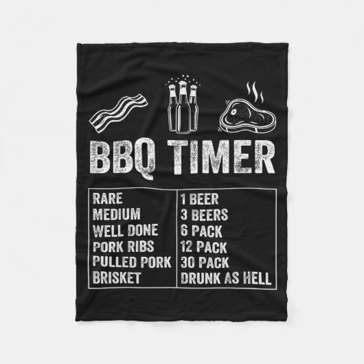 Funny Saying Bbq Timer Beer Grill Dad Barbecue Dri フリースブランケット (正面)