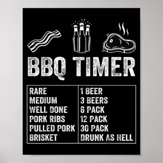 Funny Saying Bbq Timer Beer Grill Dad Barbecue Dri ポスター (正面)