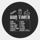Funny Saying Bbq Timer Beer Grill Dad Barbecue Dri ラウンドシール (正面)