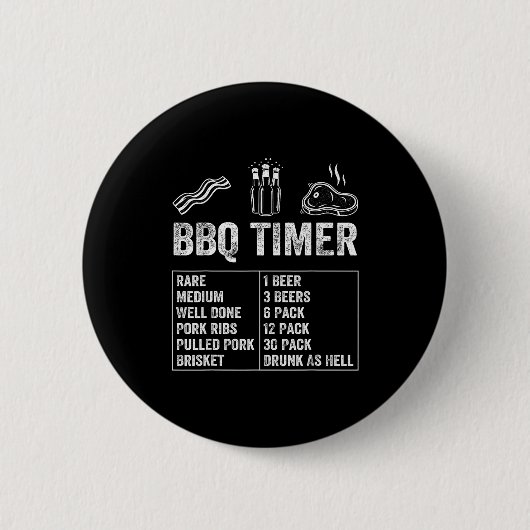 Funny Saying Bbq Timer Beer Grill Dad Barbecue Dri 缶バッジ (正面)